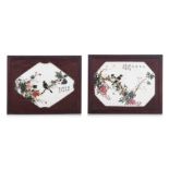 Two Chinese famille rose plaques, fitted in a frame, 20thC, 25 x 20 cm (incl. frame)