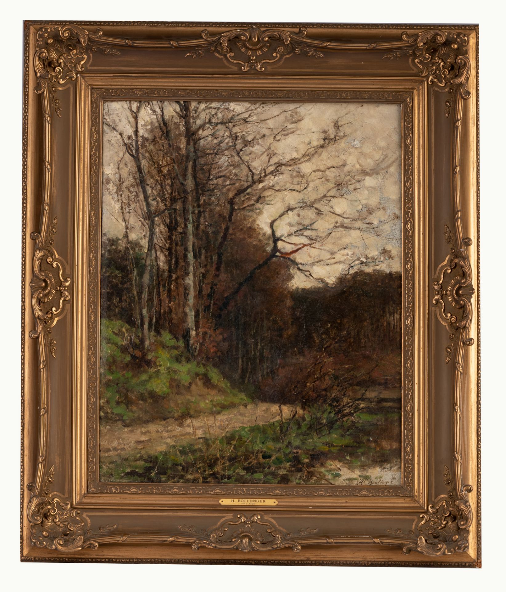 Hyppolite Boulanger (1837-1874), winter forest view, oil on canvas, 52 x 66 cm - Image 2 of 6
