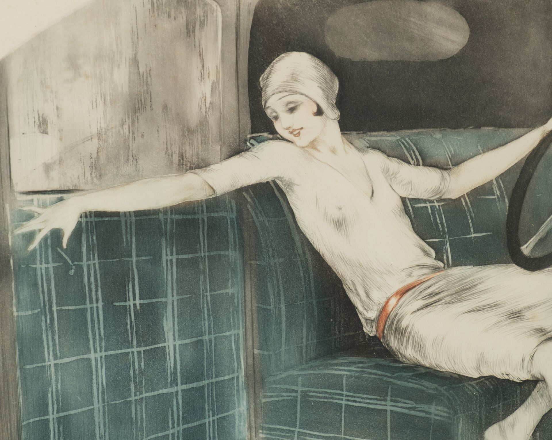 Louis Icart (1888-1950), two Art Deco beauties in a vehicle, 1929, etching and aquatint, 38,5 x 45 c - Image 11 of 11