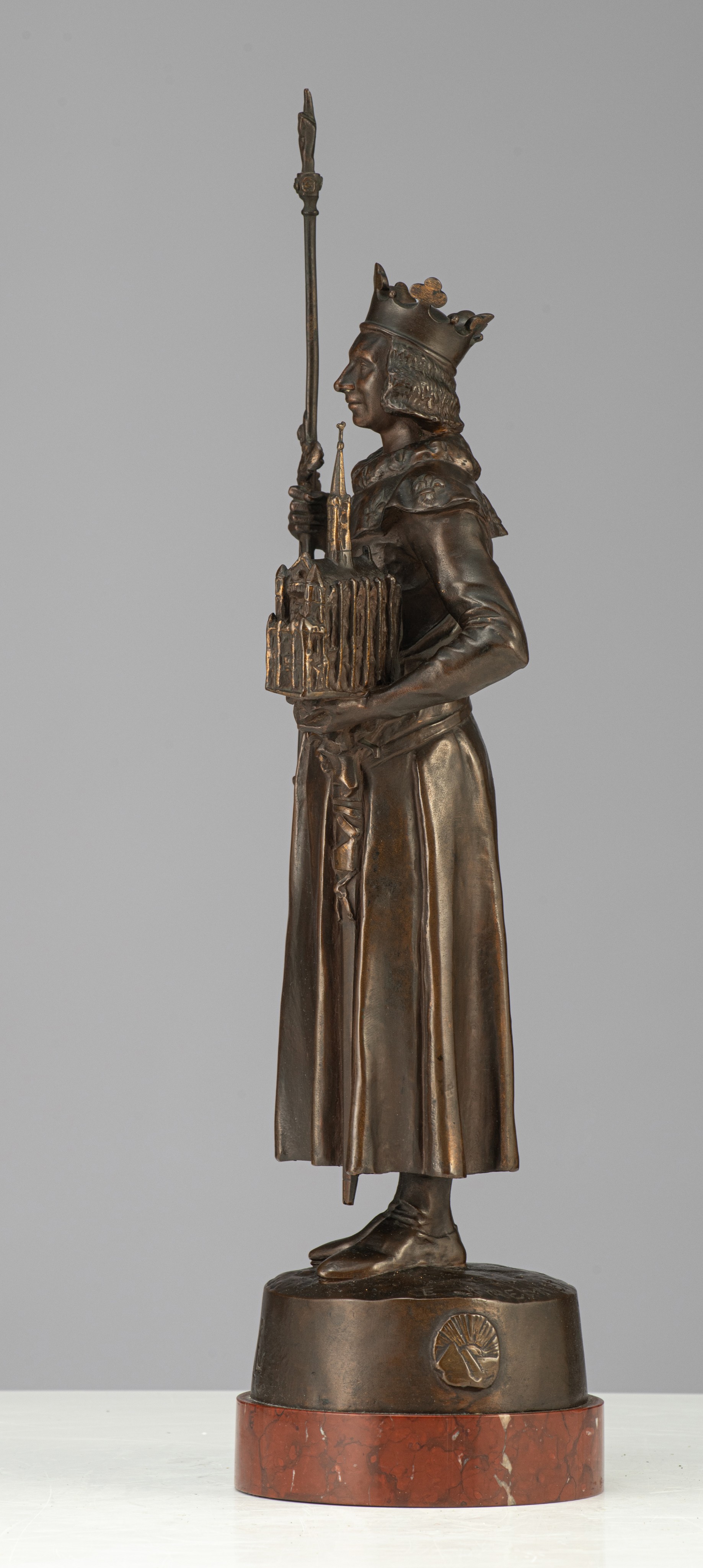 Emmanuel Fremiet (1824-1910), Saint Louis, patinated bronze, H 46 cm - Image 3 of 8