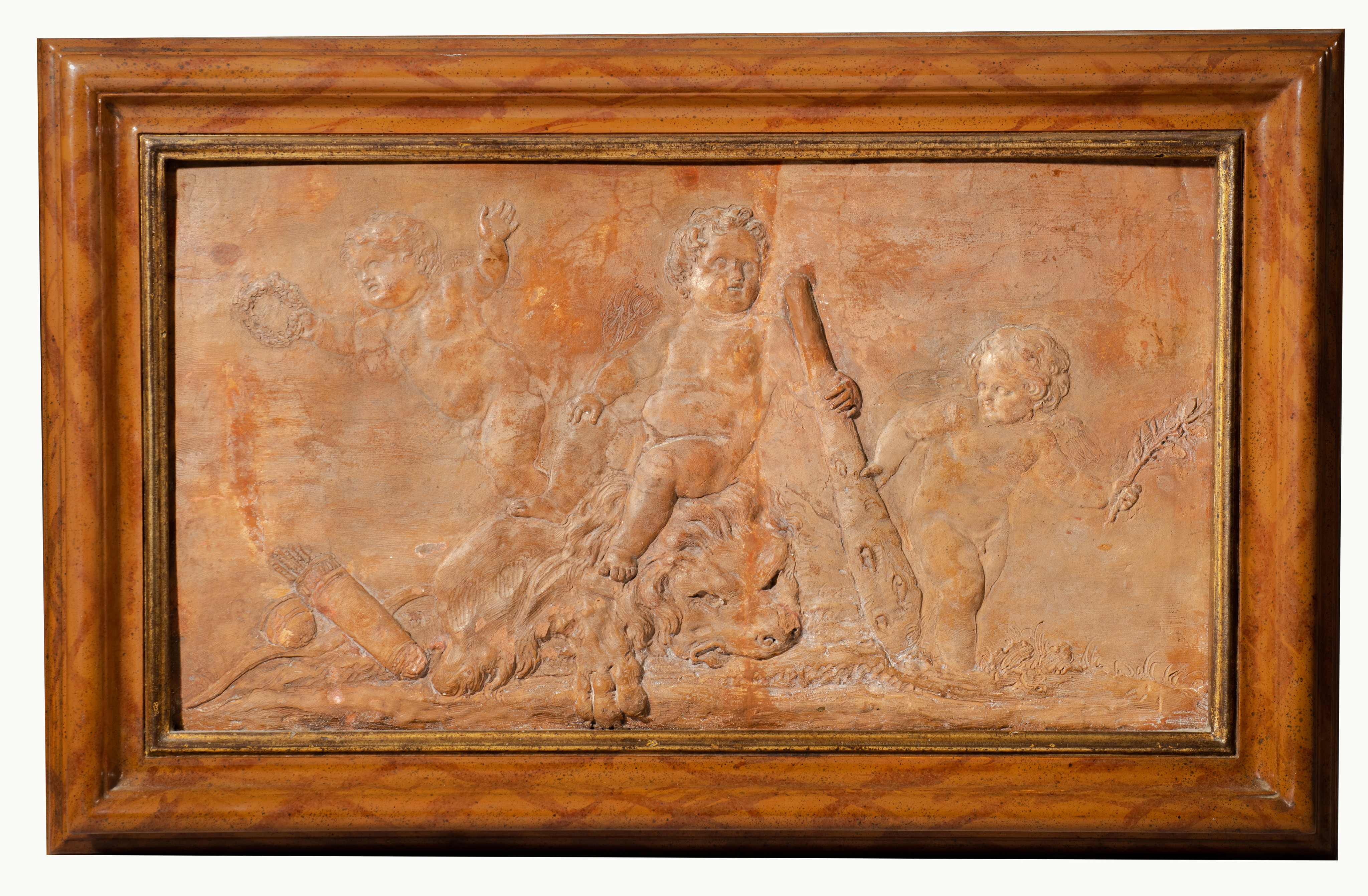 A fine terracotta basso-relievo plaque depicting the young Hercules, 18th/19thC, 31 x 55 cm - Image 8 of 10