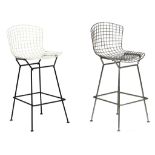 Two Bertoia barstools, designed by Harry Bertoia for Knoll International, H 107 - 109 - W 54 cm