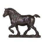 Jean Joire (1862-1950), Belgian horse, dark patinated bronze, H 31,5 cm