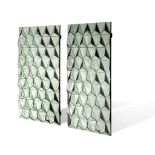 Two design wall mirrors with geometric diamond pattern, 96,5 x 151 - 100 x 157 cm