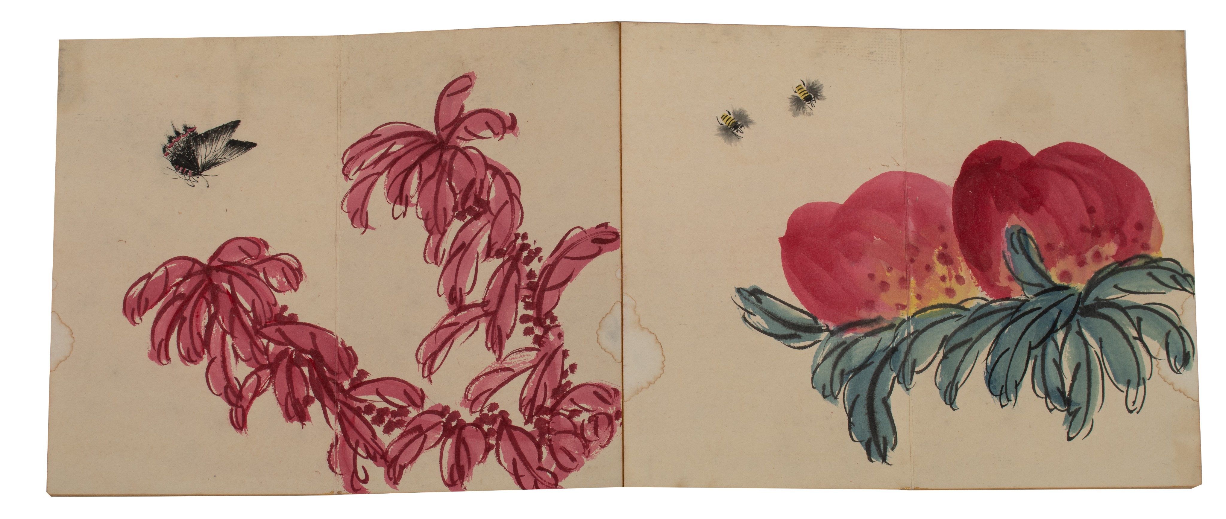 An album of Chinese ink and colour on paper after Qi Baishi, in the form of an accordion booklet, 16 - Bild 16 aus 18