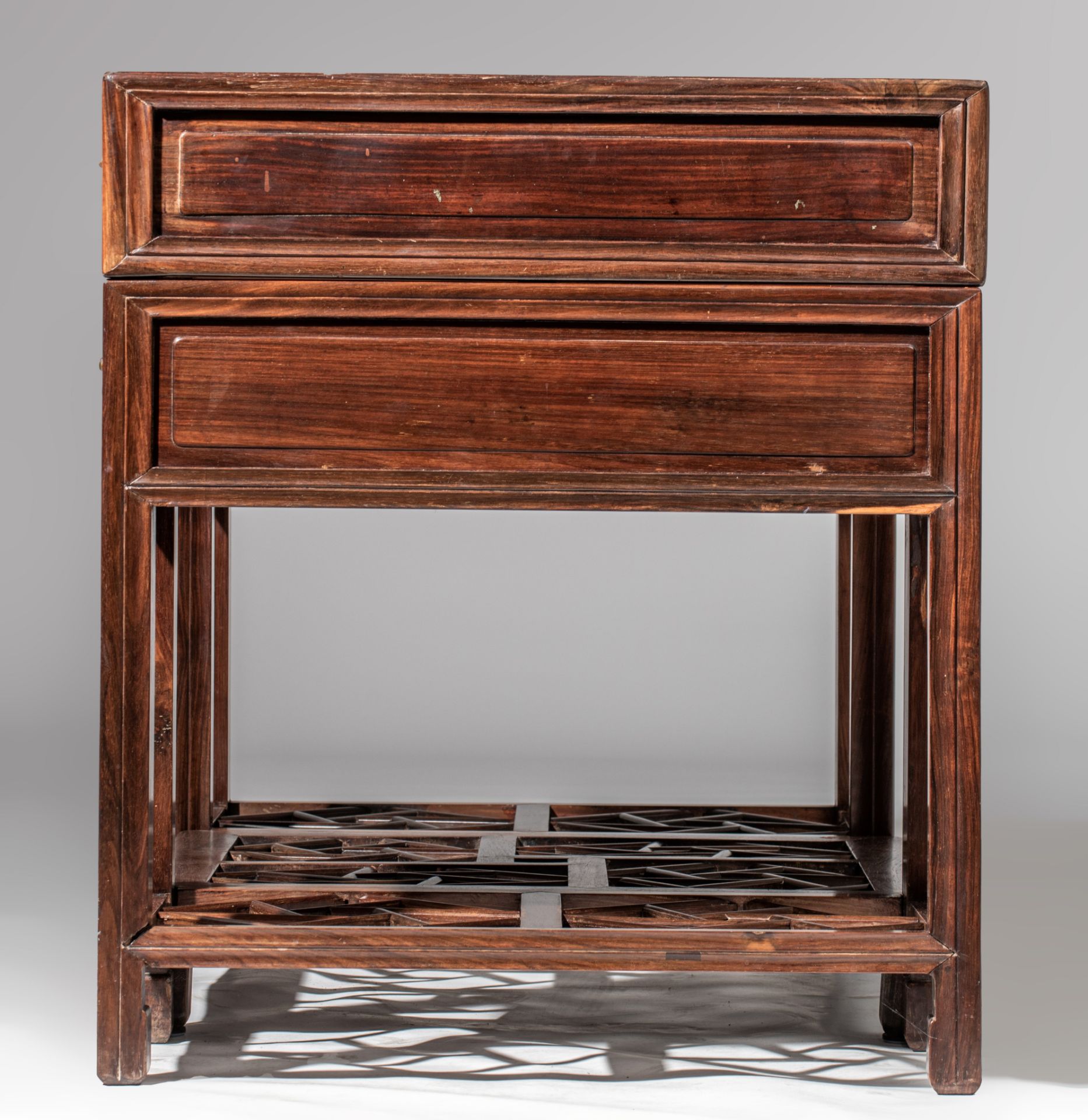 A Chinese hardwood desk, 20thC, H 83 - 144 x 72 cm - Image 5 of 8