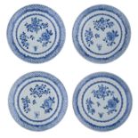 A collection of four Chinese blue and white export porcelain dishes, 18thC, dia. 23 cm