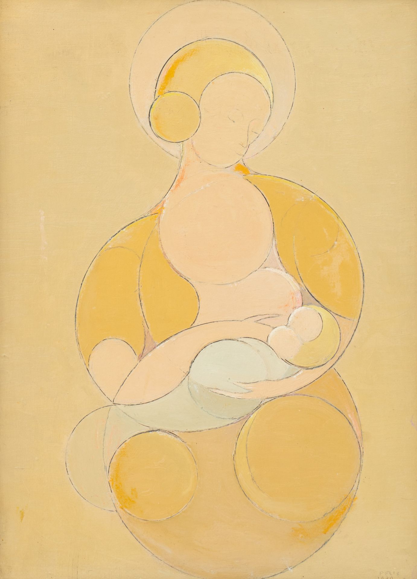 Felix De Boeck (1898-1995), Motherhood, oil on panel, 1930, 26 x 36 cm
