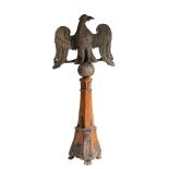 A large and imposing carved oak and pine church eagle lectern, H 230 cm