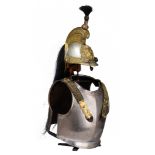 A French cuirassier breastplate and helmet, Manufacture Royale d'Armes de Klingenthal, 19thC, H 88 c