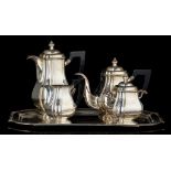 A Neoclassical silver five-part coffee and tea set, 835/000, total weight: ca 4592 g