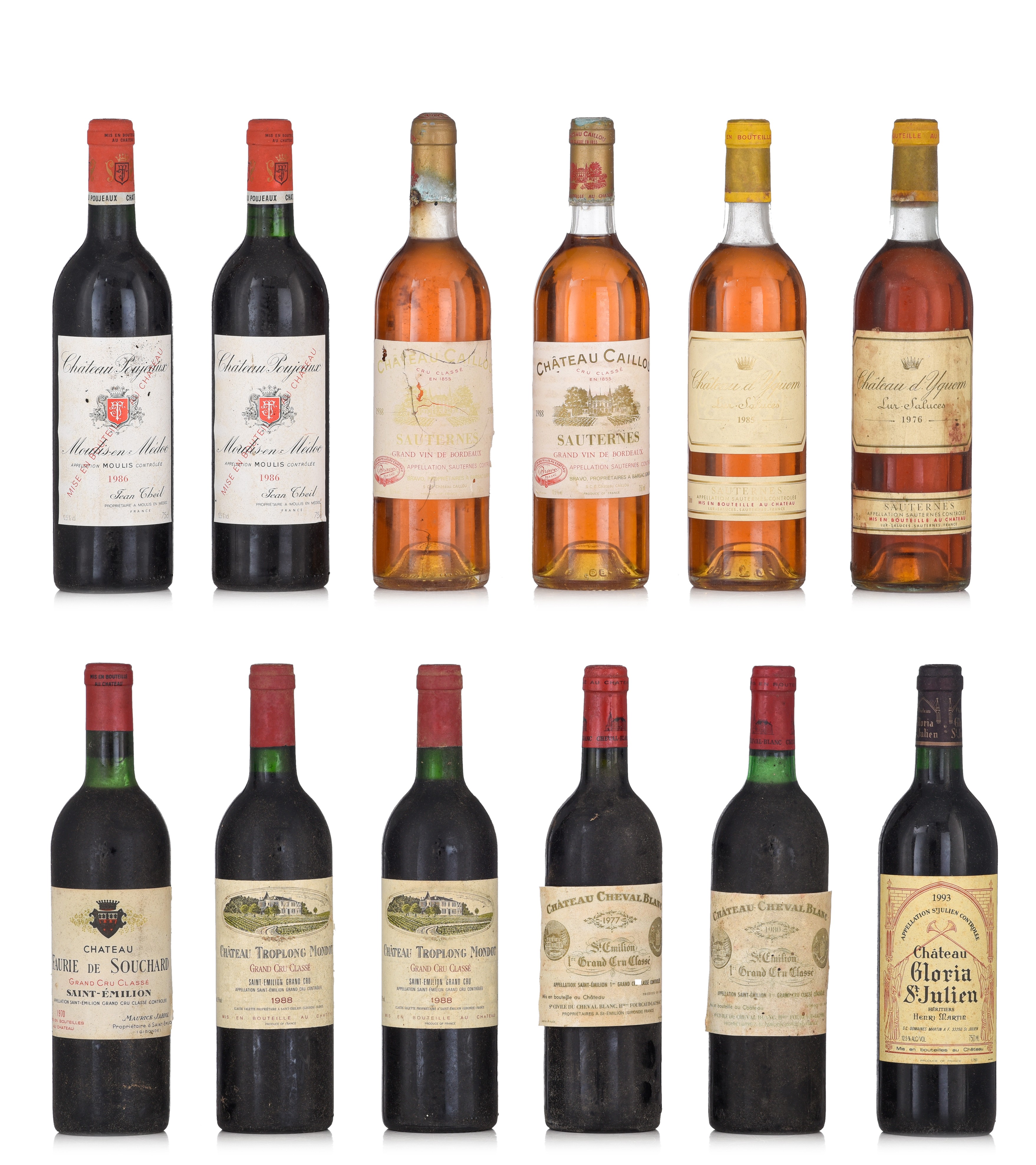 A various collection of red wine and Sauternes