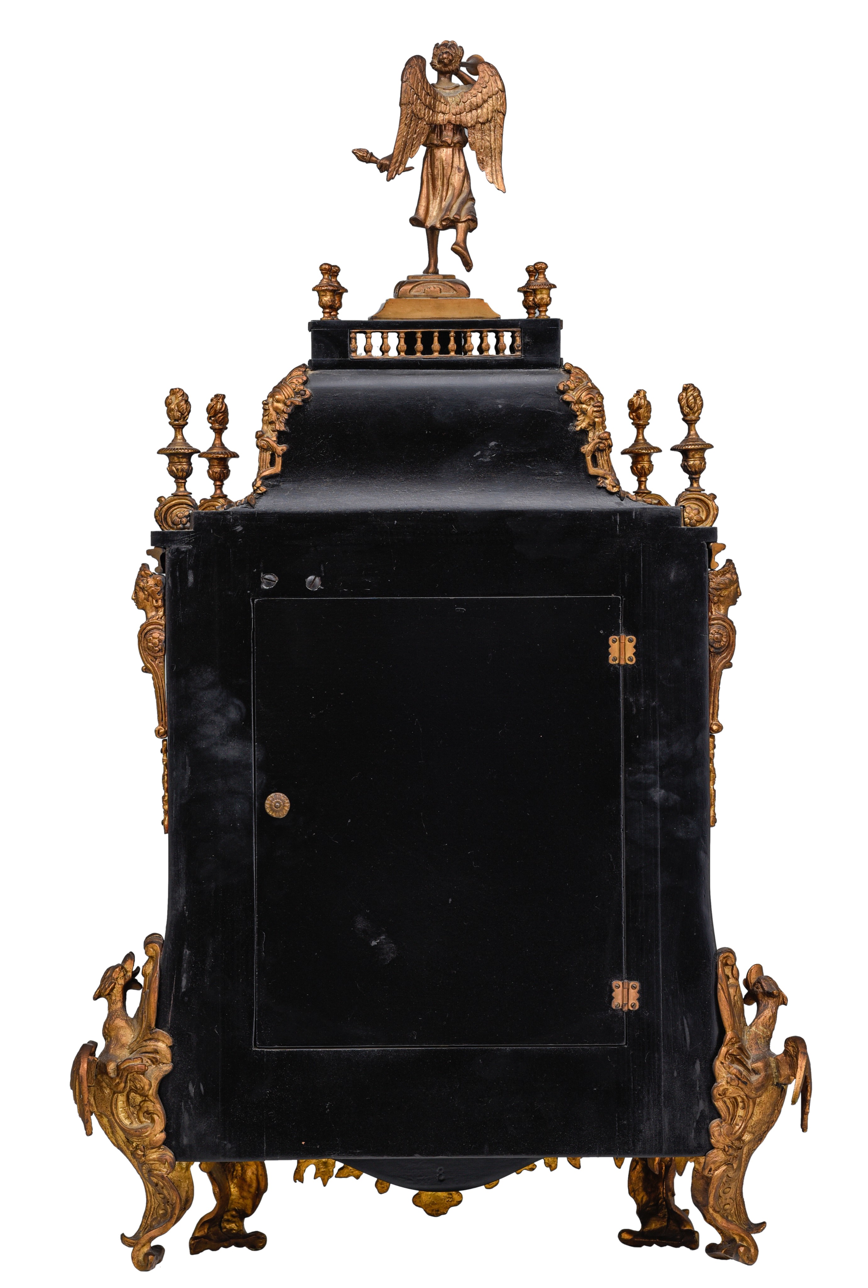 An imposing Baroque style Boulle cartel clock on stand, with gilt bronze mounts, H 184 cm - Image 4 of 15