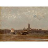 Charles Vacher de Tournemine (1812-1872), a beach in Brittany at low tide, oil on cardboard, 16,5 x