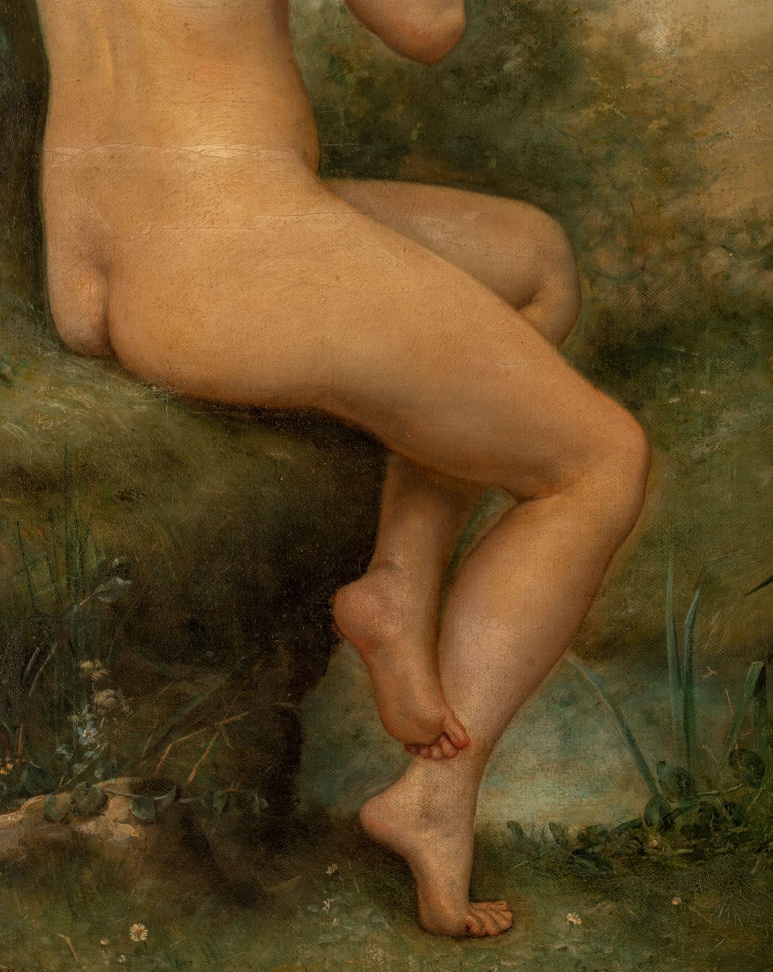 Charles Cres (1850-1907), a wood nymph, 1884, oil on canvas, 39 x 66 cm - Image 6 of 6