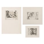 Sam Dillemans (1965), three untitled etchings, 1989, 7,4 x 9,8 - 9,8 x 16,3 - 13 x 17,7 cm