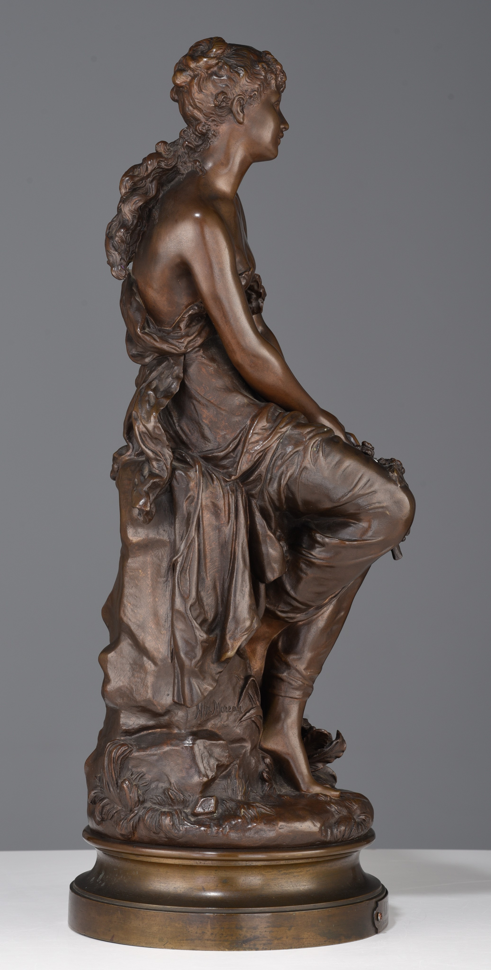 Hippolyte Francois Moreau (1832-1927), 'Le RÍve', patinated bronze, H 56,5 cm - Bild 5 aus 10