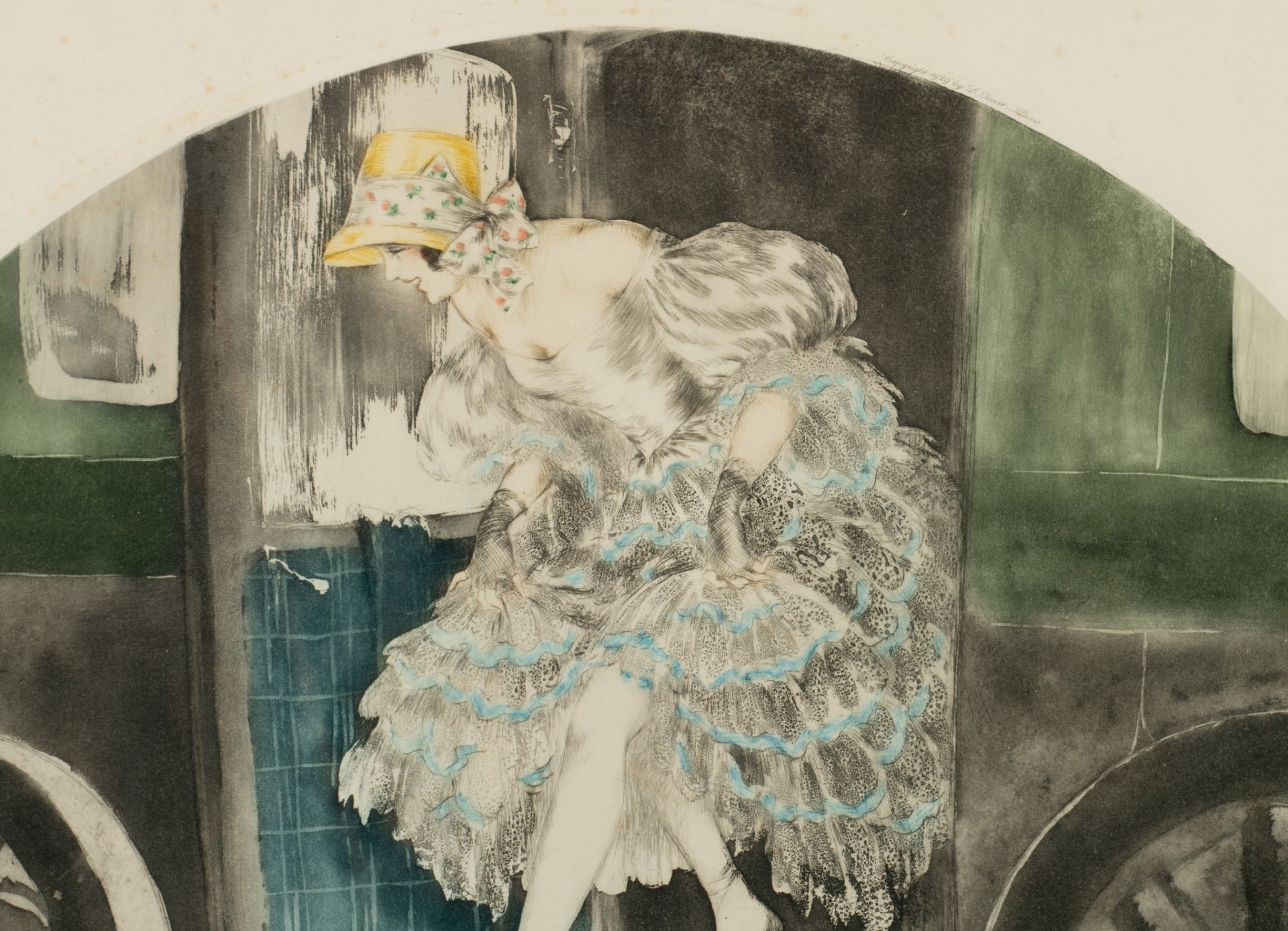 Louis Icart (1888-1950), two Art Deco beauties in a vehicle, 1929, etching and aquatint, 38,5 x 45 c - Image 9 of 11