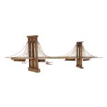 A vintage wall sculpture of the Brooklyn Bridge by Curtis Jere, the 1970s, H 56 - W 148 cm