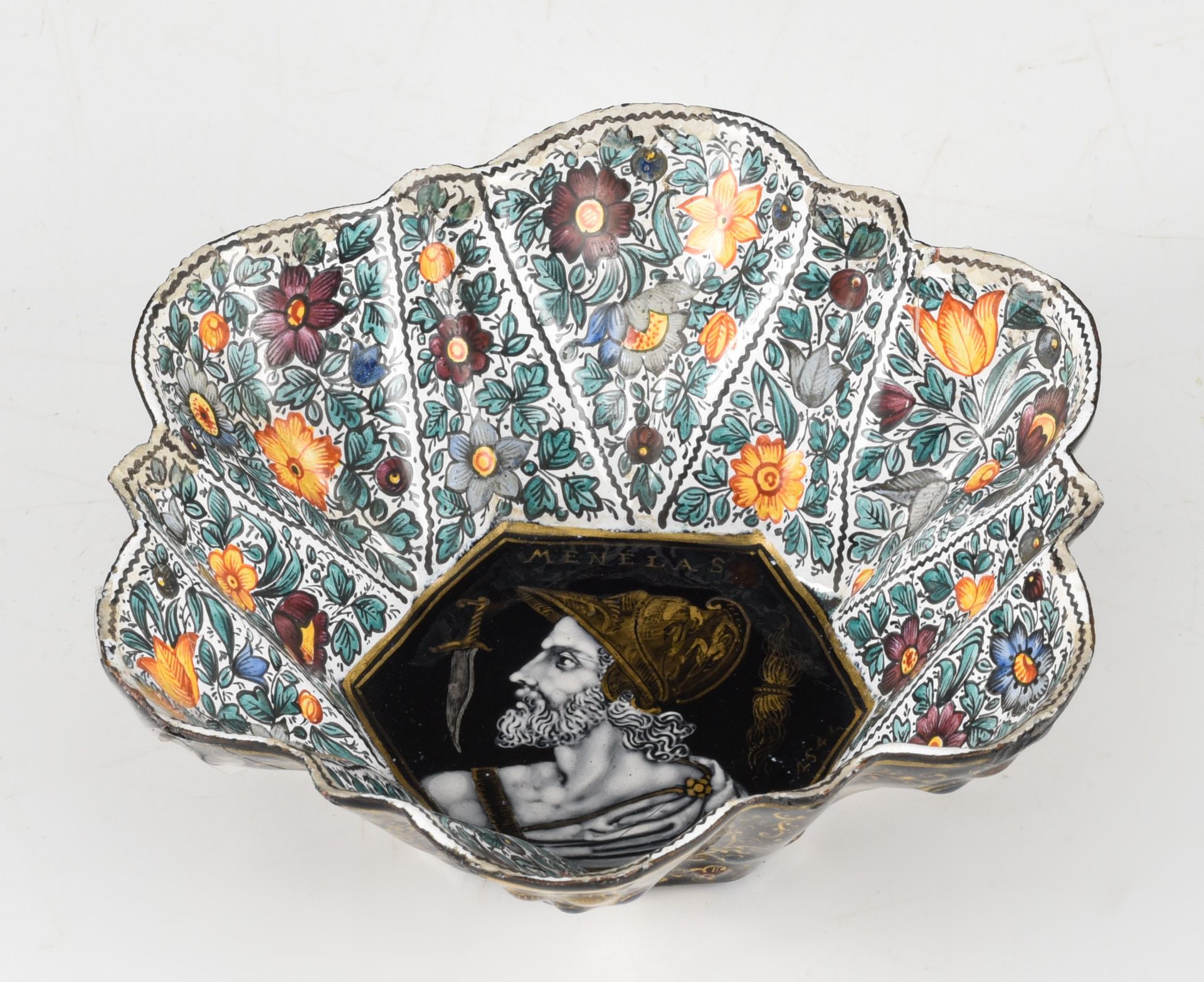 A Limoges enamel bowl (19thC) and 2 Limoges enamel plaques, (16thC), H 4,2 / 12,5 x 7,5 cm - Image 11 of 20