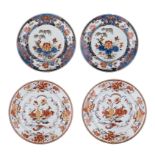 A collection of four export porcelain plates, 18thC, dia. 28 - 31 cm