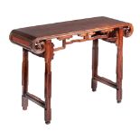 A Chinese hardwood side table, Qing dynasty, H 83 - L 115 - D 40 cm