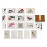 An album and five individual Chinese ink and colour on paper, of various artists, flowers and callig