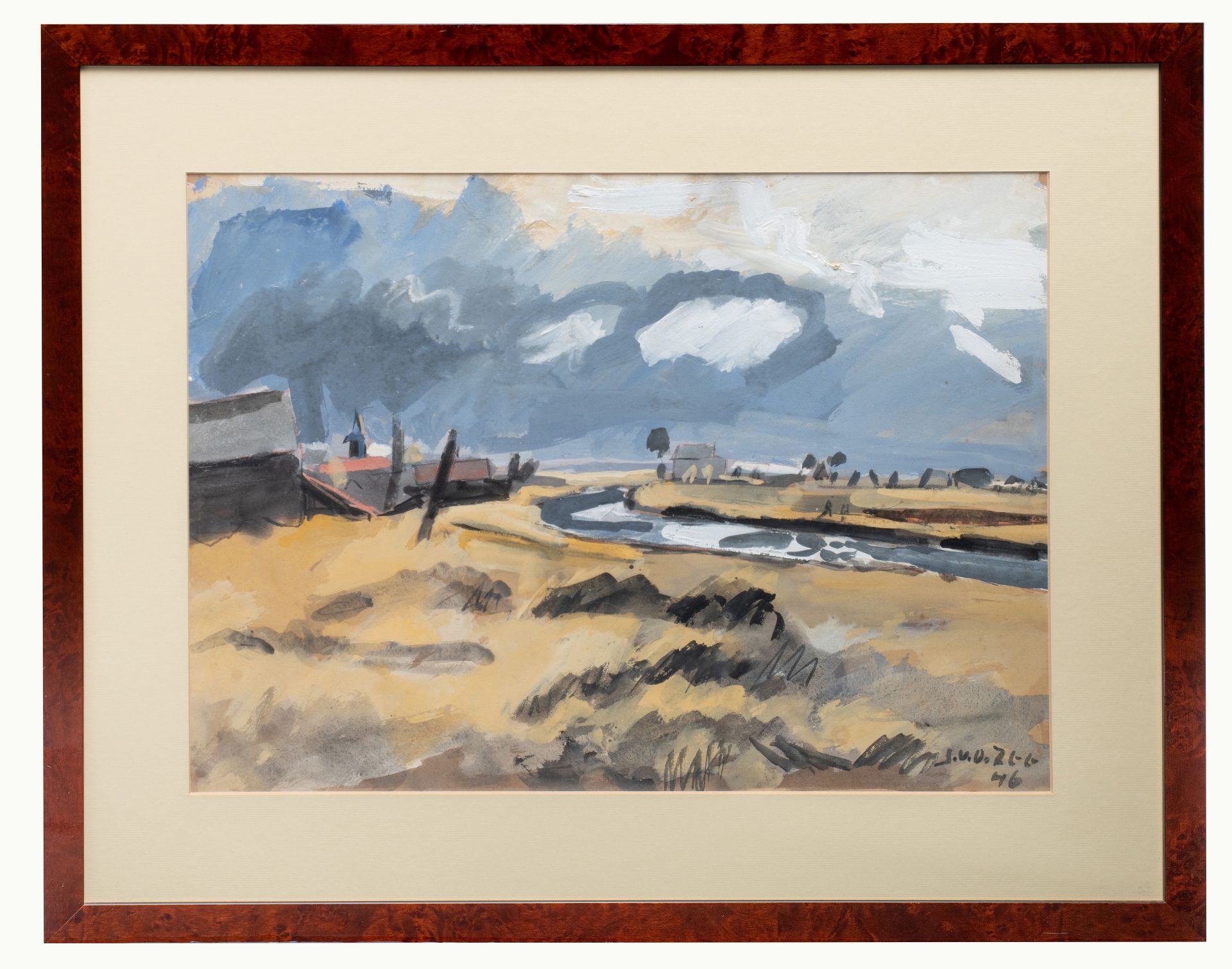 Jan van der Zee (1898-1988), marine, 1946, ink, watercolour, heightened with white gouache on paper, - Image 2 of 5