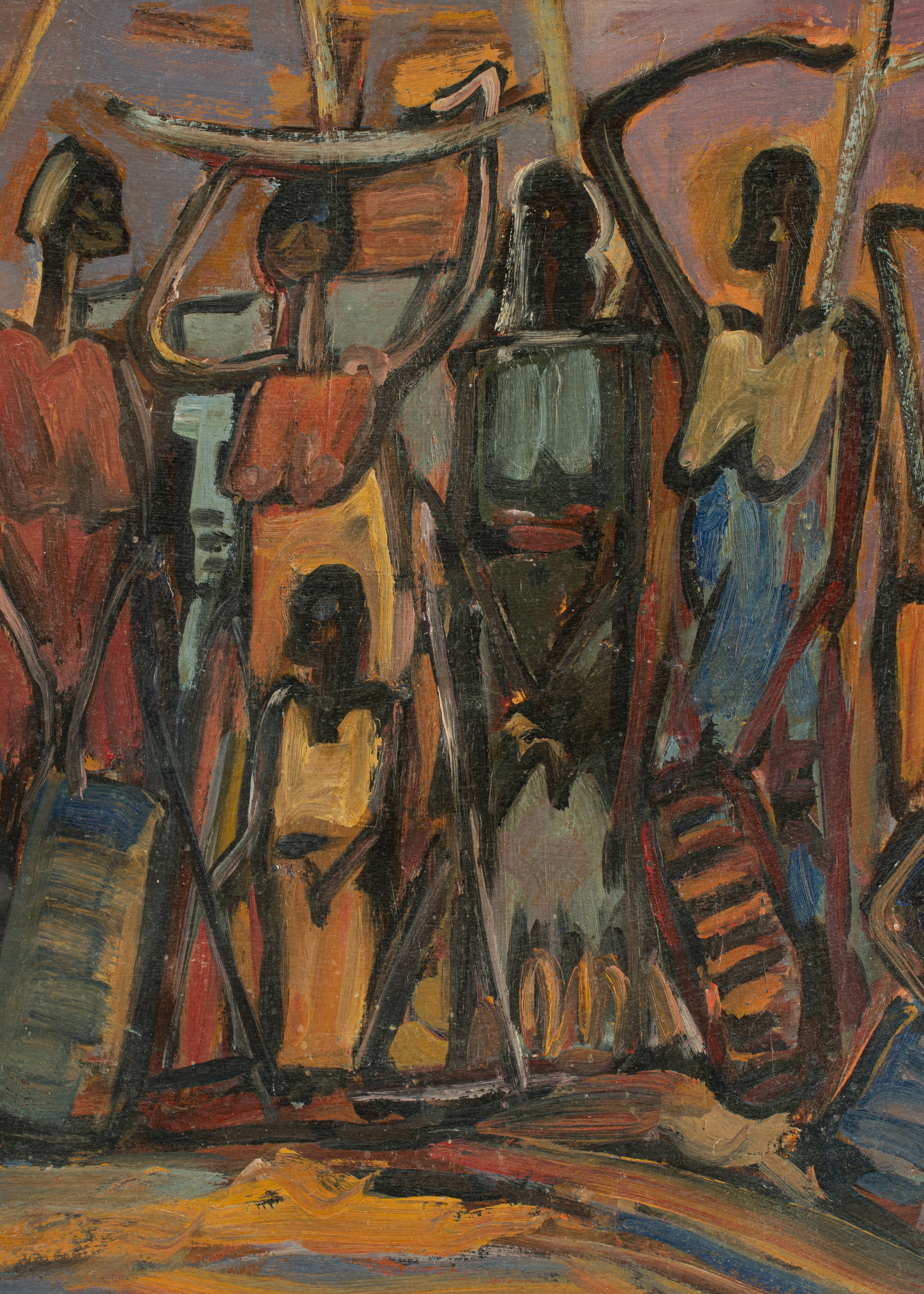 Floris Jespers (1889-1965), animated scene in Congo, '50s, oil on board, 33,5 x 44 cm - Image 6 of 7