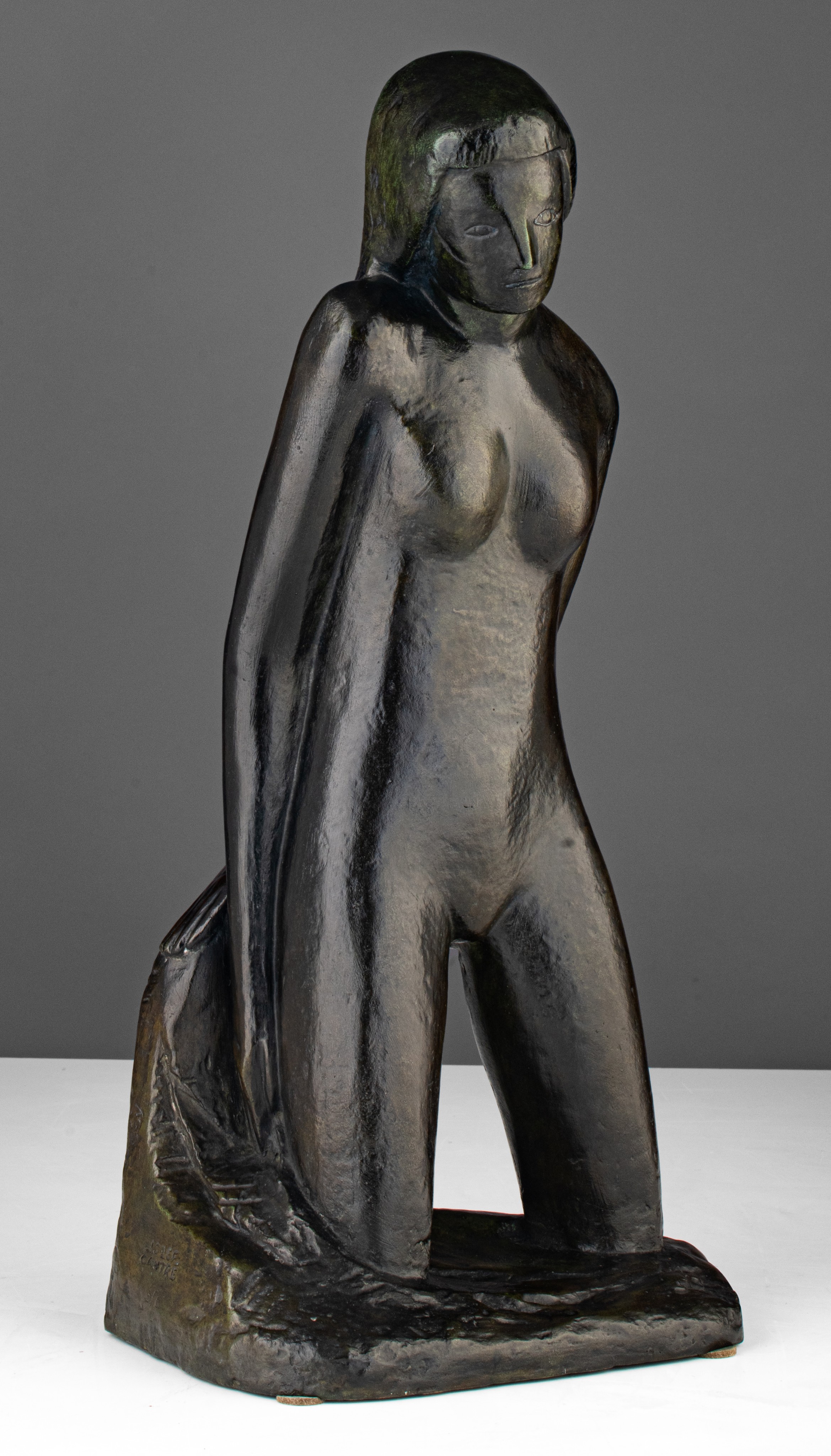 Jozef Cantre (1890-1957),'La Baigneuse', No 3/6, patinated bronze, H 55,5 cm - Image 2 of 8