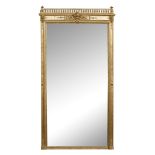 A large Neoclassical giltwood trumeau mirror, H 242 - W 120 cm