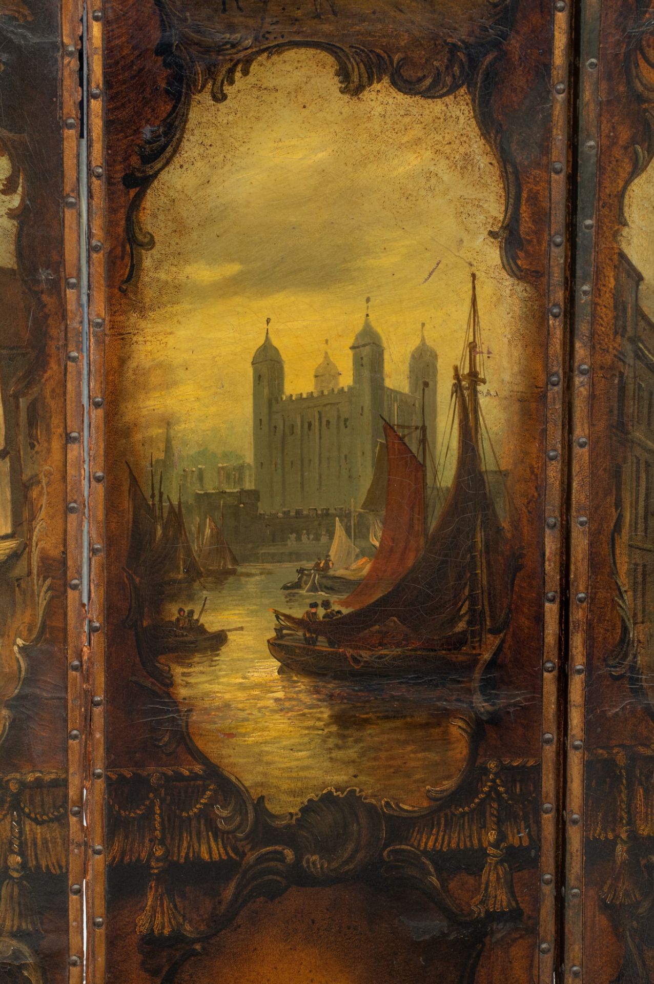 A six-panel screen depicting famous views of London, H 184 - W 6 x 41 cm - Image 16 of 23