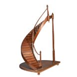 A mahogany miniature spiral staircase model, second half of the 20thC, H 64,5 cm