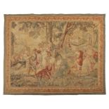 A 19thC Aubusson tapestry, depicting a flower harvest, 185 x 230 cm