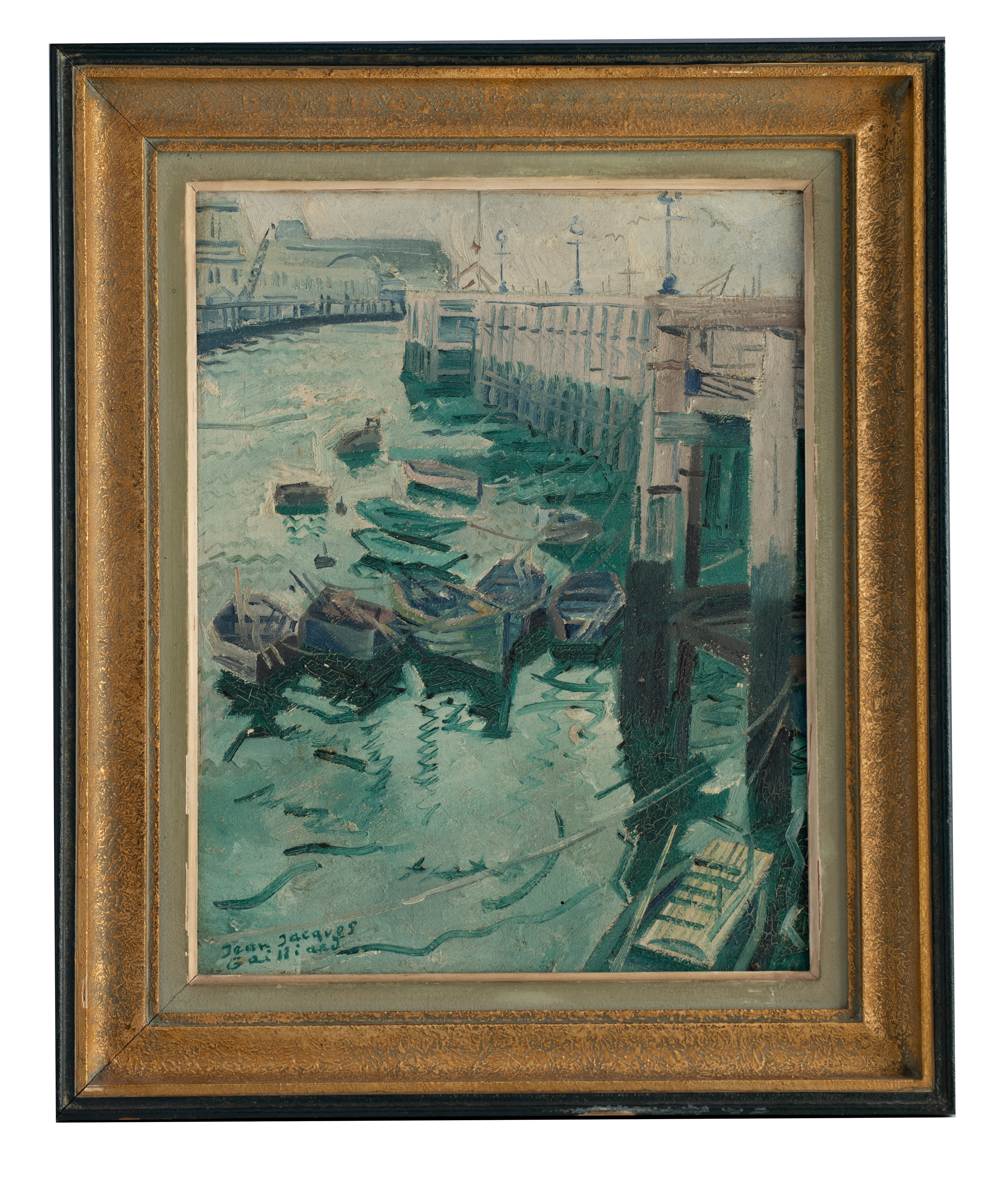 Jean-Jacques Gailliard (1890-1976), 'Gare Maritime Ostende', oil on triplex, 33,5 x 43 cm - Image 2 of 5