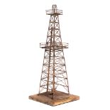 A vintage handmade oil drilling rig model, 'Craig Natural Resources', H 57 cm