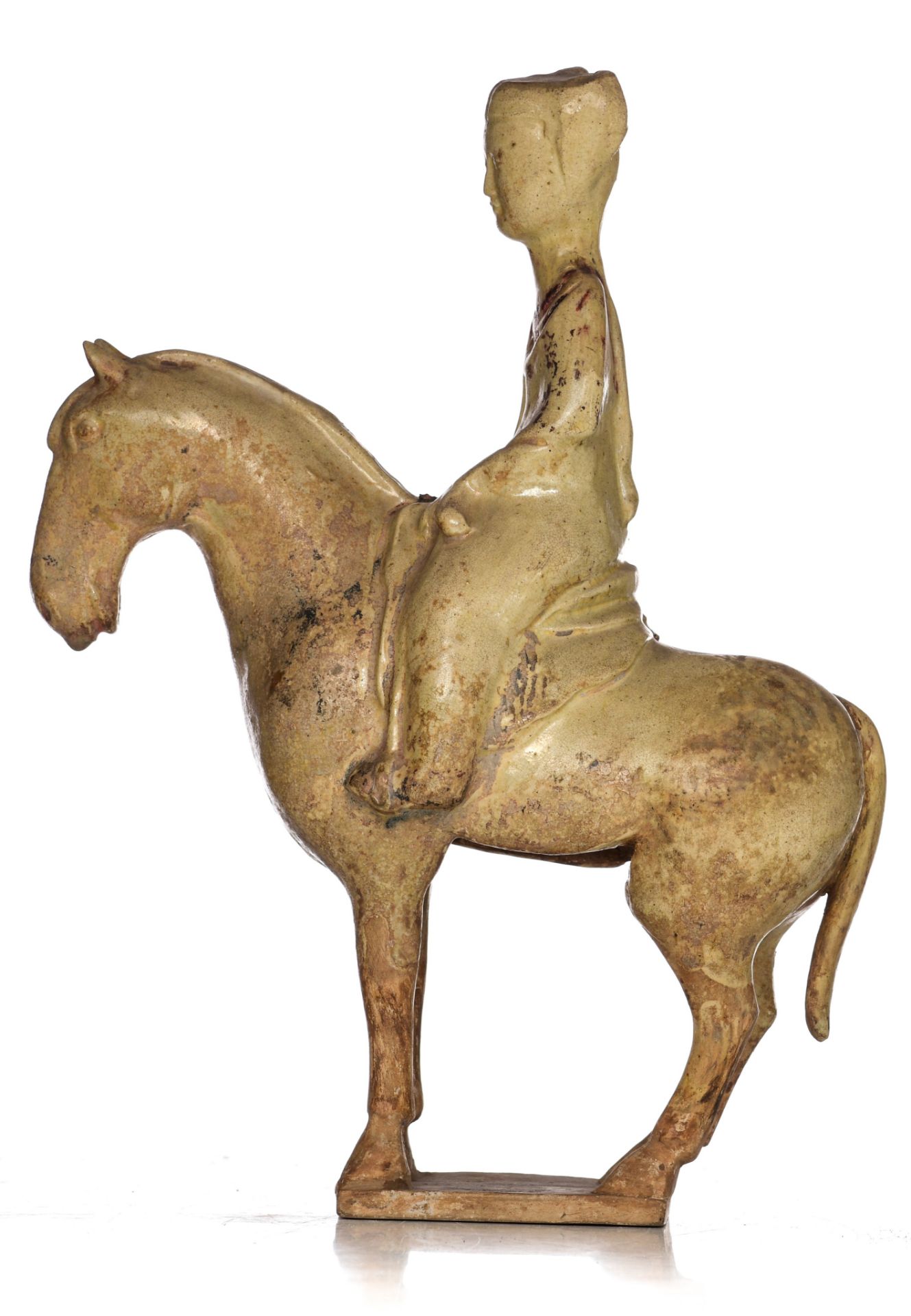 A collection of Chinese (straw-glazed) pottery horses, Sui/Tang-type, tallest H 32 - W 24 cm (3) - Image 3 of 29