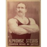 A vintage poster of the Belgian wrestler Alphonse Steurs, lithograph by Adolph Friedlander, ca. 1905