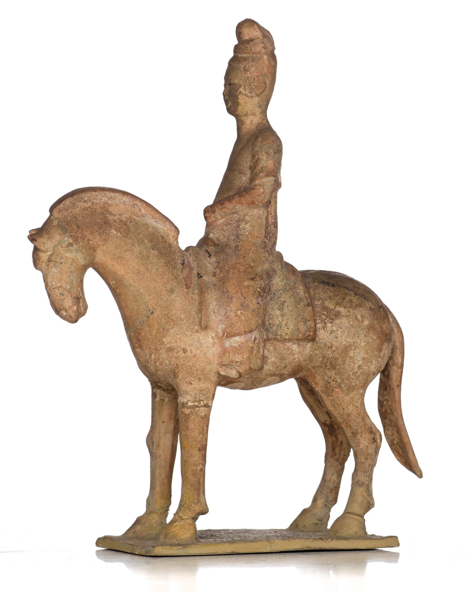 A collection of Chinese (straw-glazed) pottery horses, Sui/Tang-type, tallest H 32 - W 24 cm (3) - Image 9 of 29