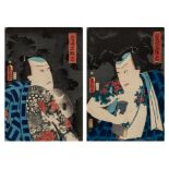 Two Japanese woodblock prints by Toyokuni, of kabuki actors, Meiji period