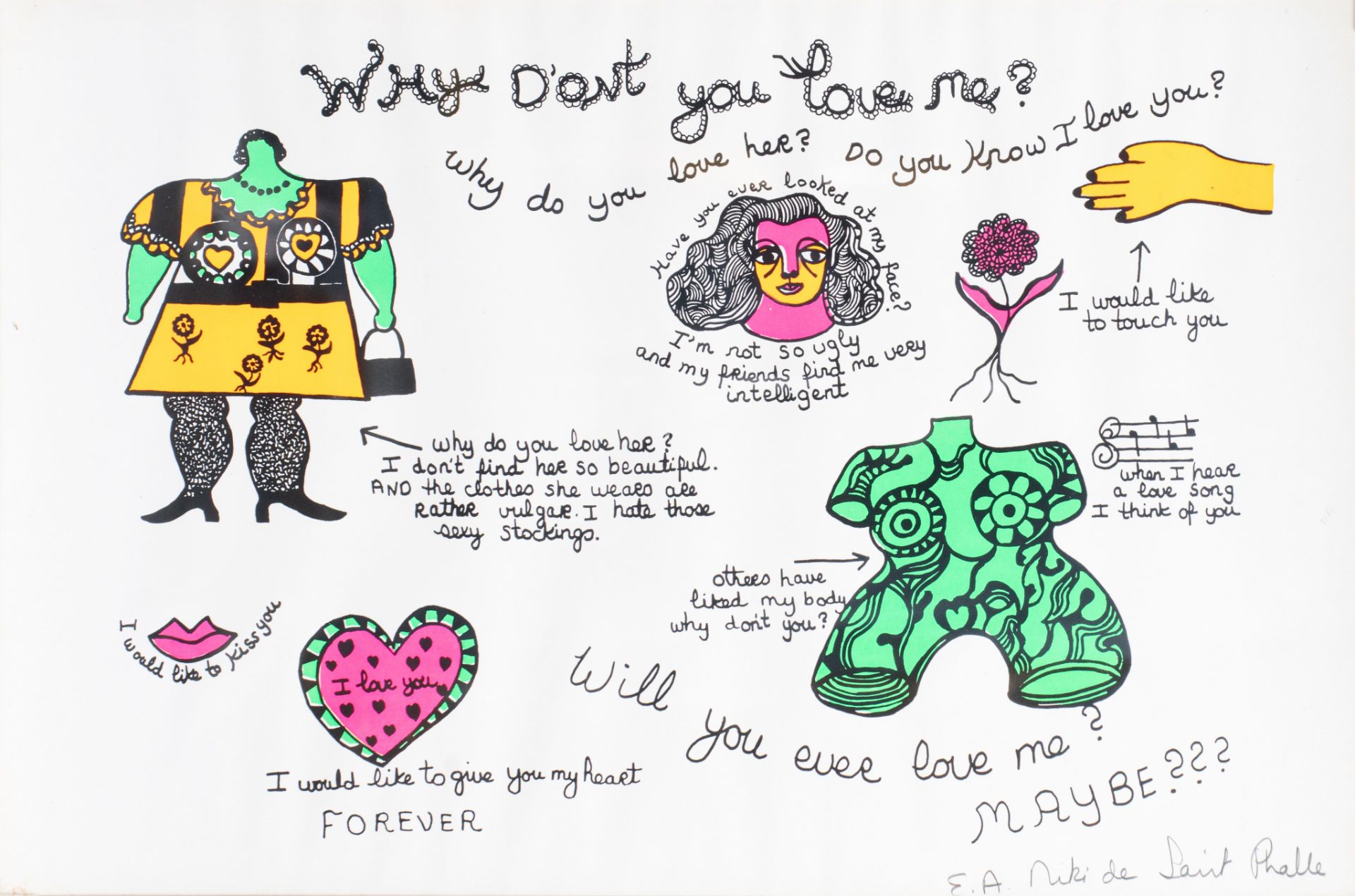 Niki de Saint Phalle (1930-2002), 'Why don't you love me?', lithograph, E.A., 40 x 60 cm