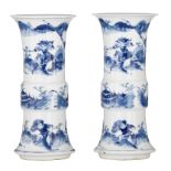 A similar pair of Chinese blue and white gu vases, H 30 cm