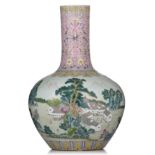 A Chinese famille rose bottle vase, 20thC, H 57 cm