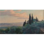 Pierre Abatucci (1871-1942), a view of Florence with cypresses, oil on canvas, 35 x 60 cm