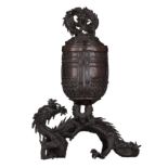 A Japanese bronze 'Dragon' censer, Meiji period, H 33 cm