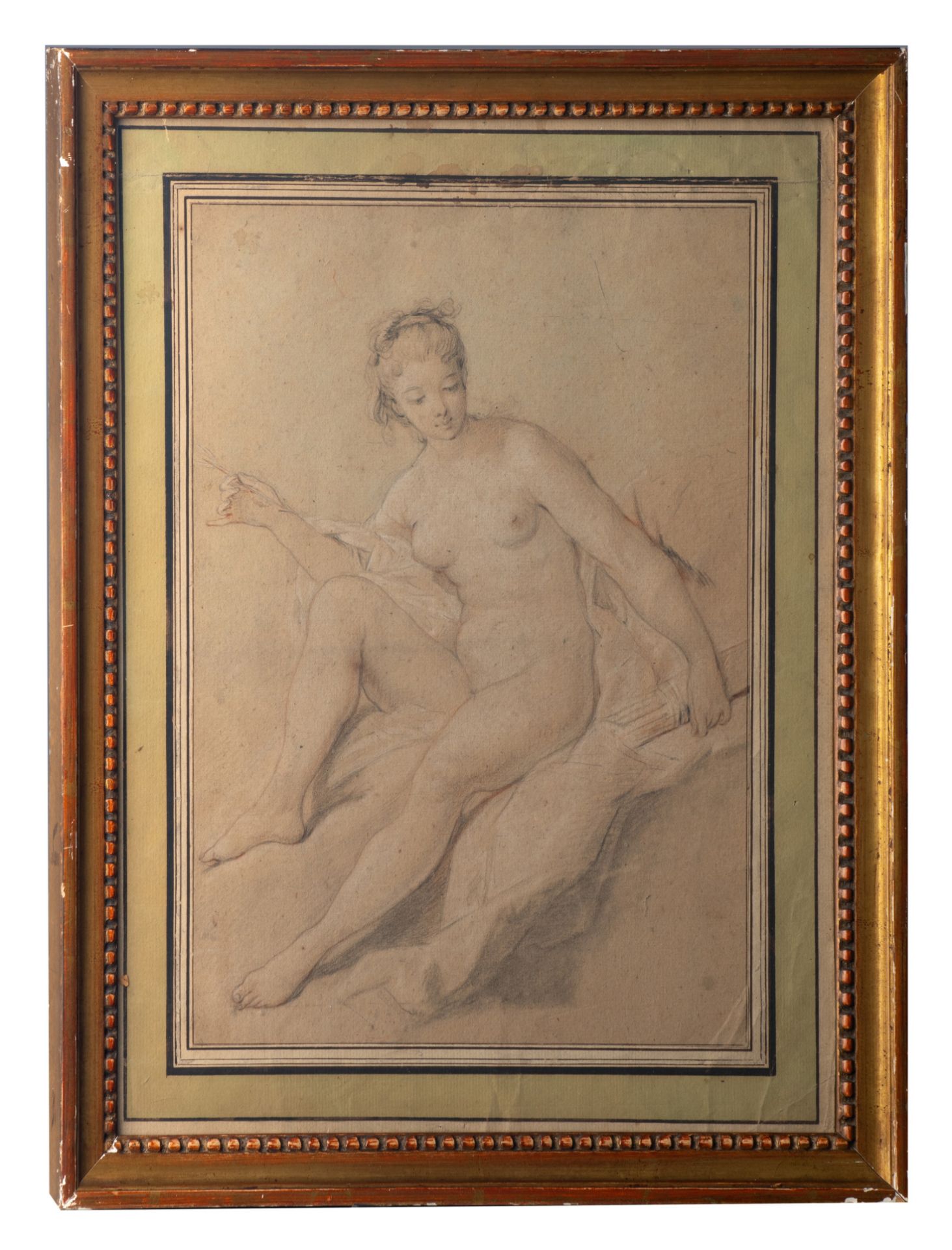 School of Francois Boucher, study drawing of Venus holding an arrow, 26 x 36 cm - Image 2 of 5