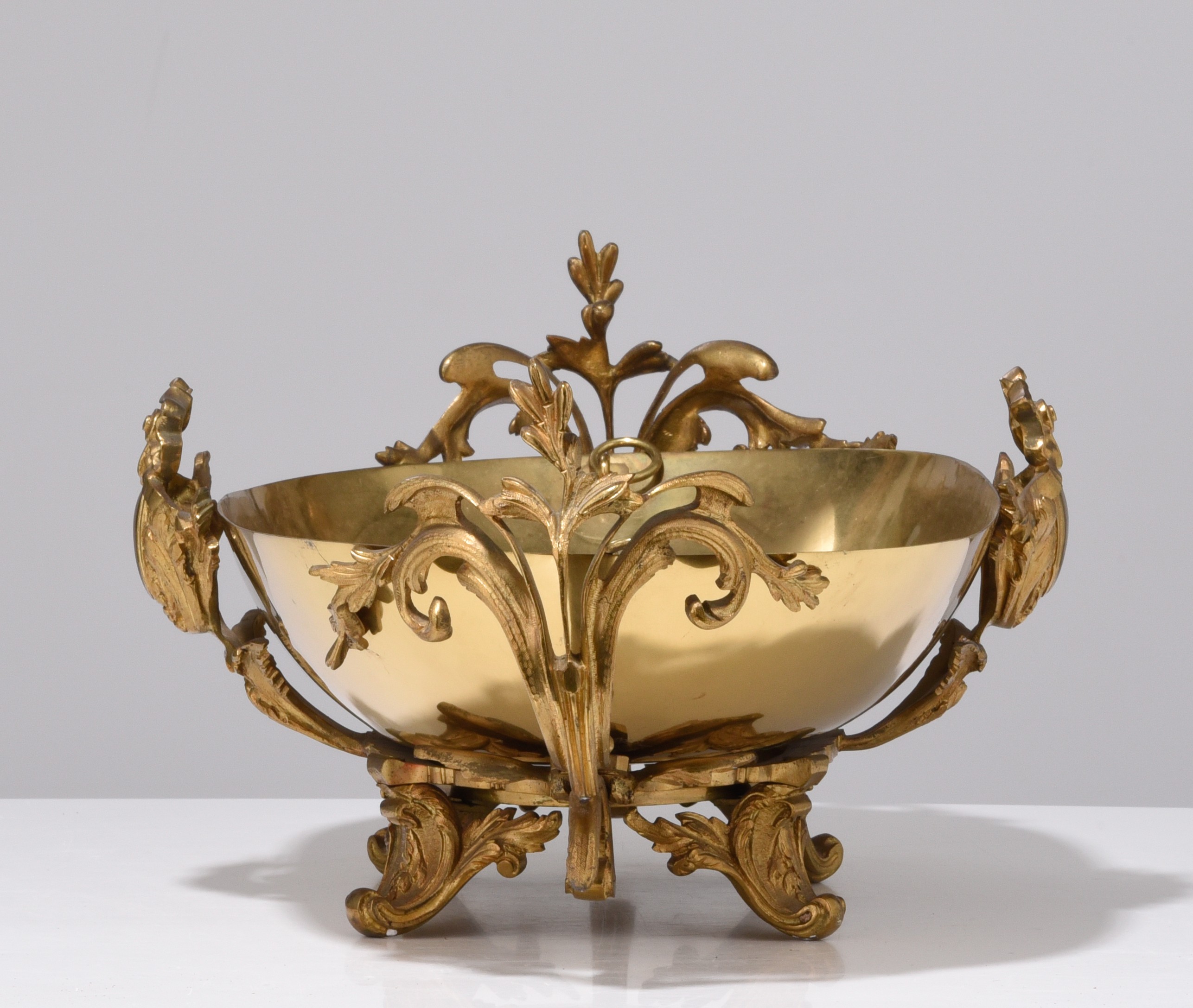 A large pair of Napoleon III gilt bronze candelabras and a matching coupe, H 74 - W 59 cm - Image 6 of 13