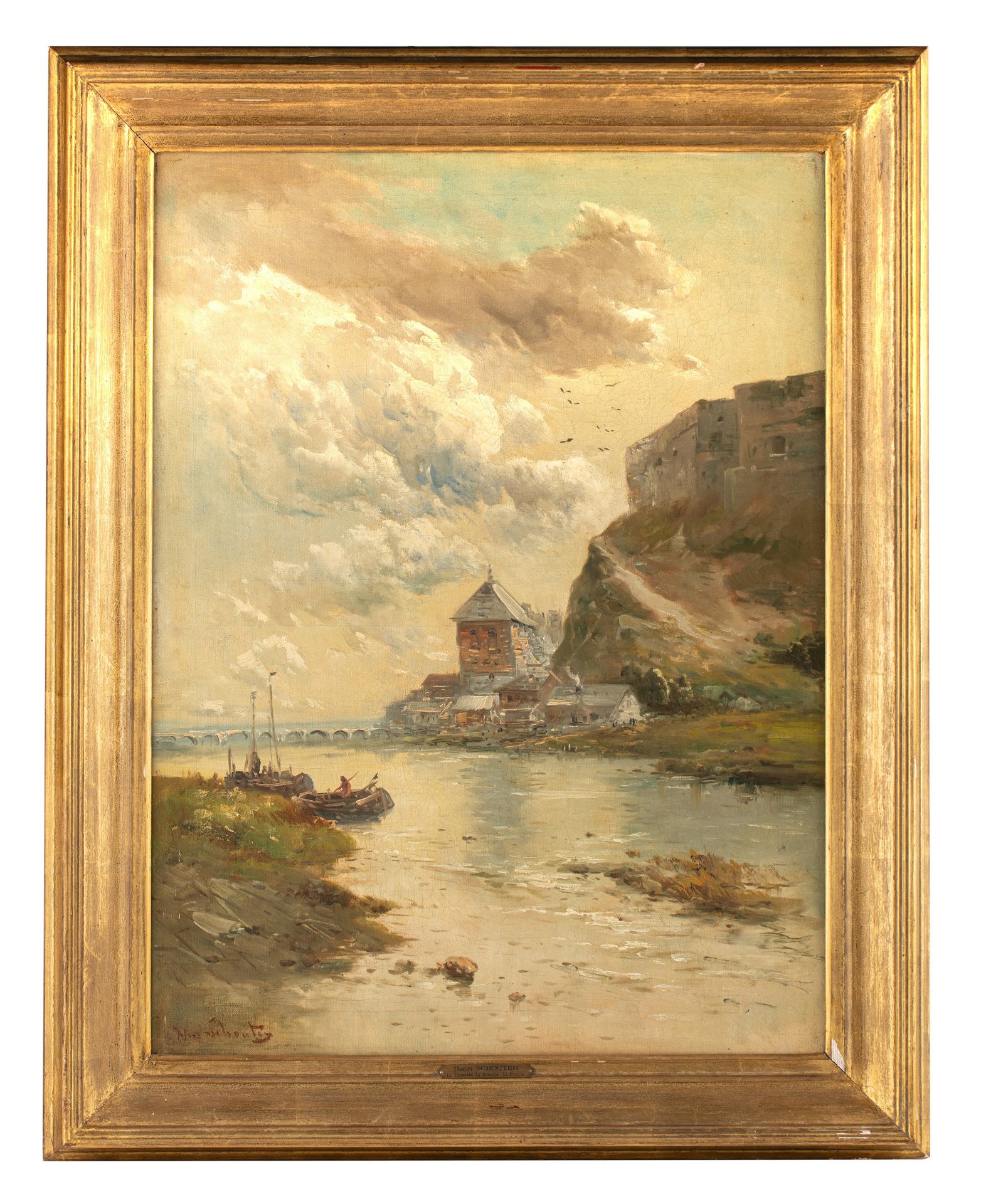 Henry Schouten (1857/64-1927), fishermen near the shore, oil on canvas, 60 x 80 cm - Image 2 of 6
