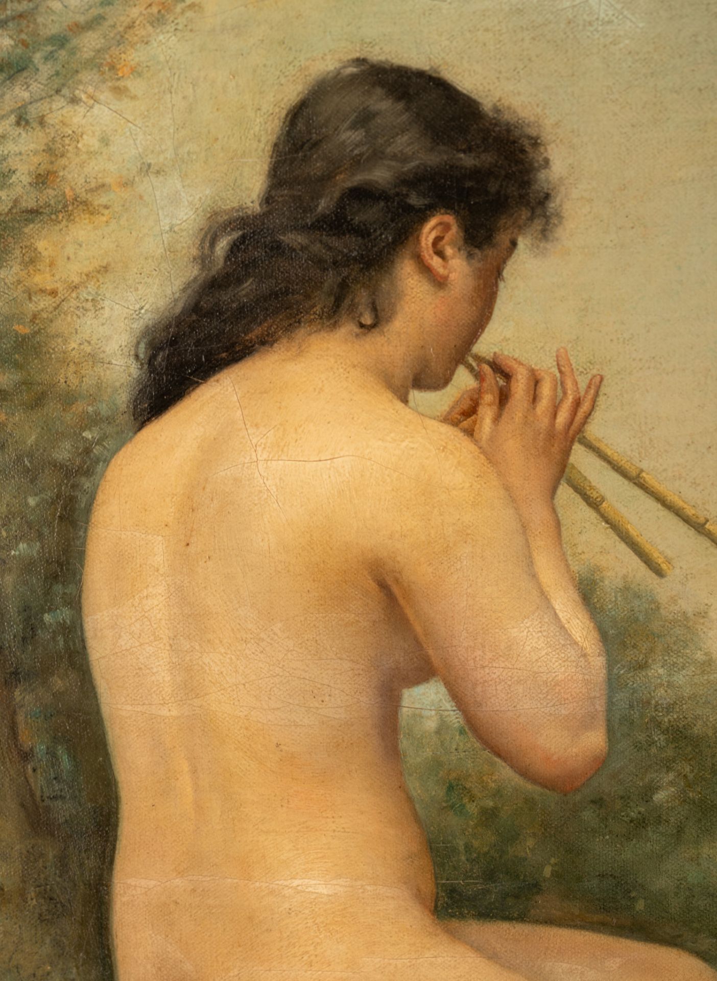 Charles Cres (1850-1907), a wood nymph, 1884, oil on canvas, 39 x 66 cm - Image 5 of 6