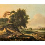 19thC copy after Jan Weynants (1632-1684), landscape with figures, oil on canvas, 45 x 56 cm